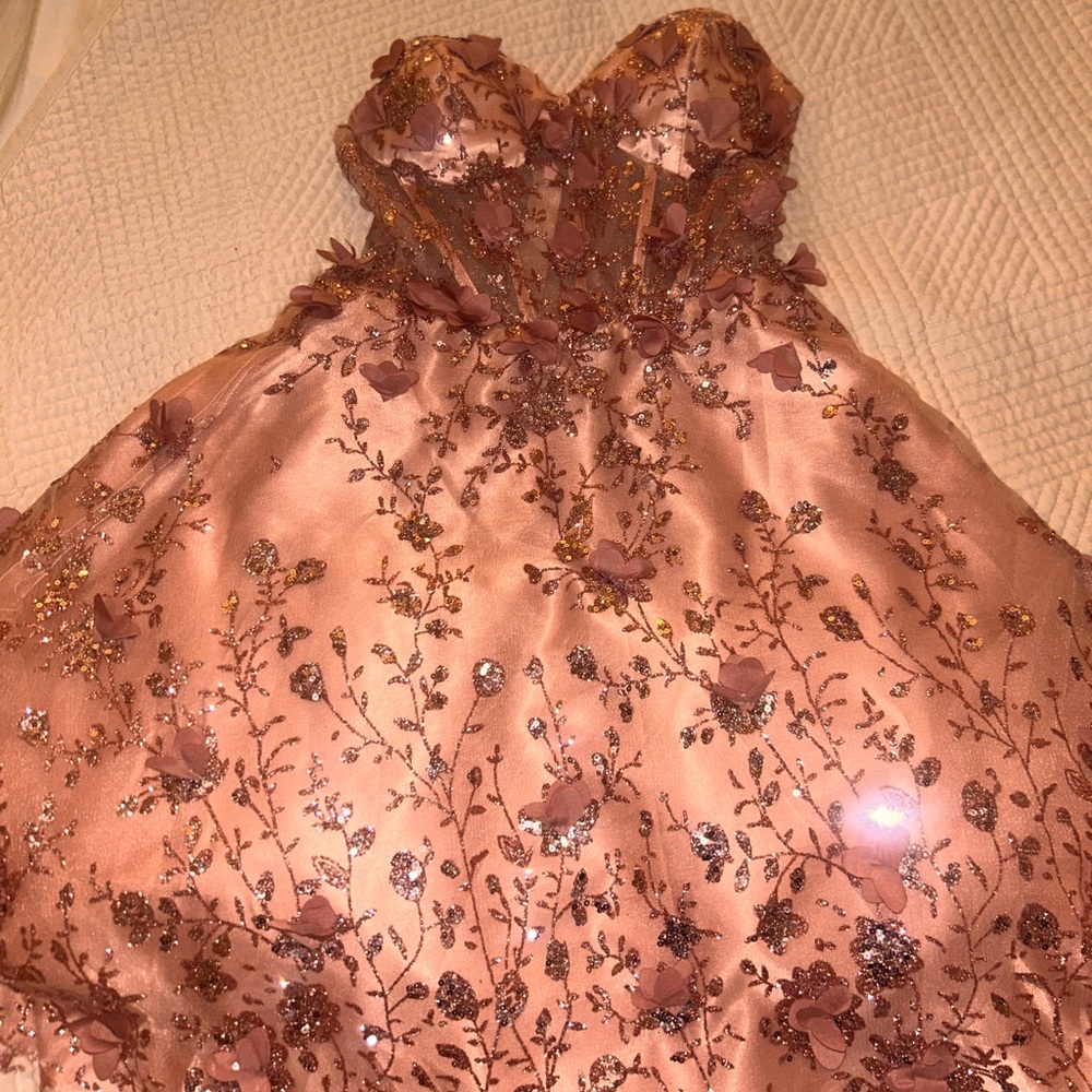 Elegant Floral Strapless Dress - Worn Once, Altered
